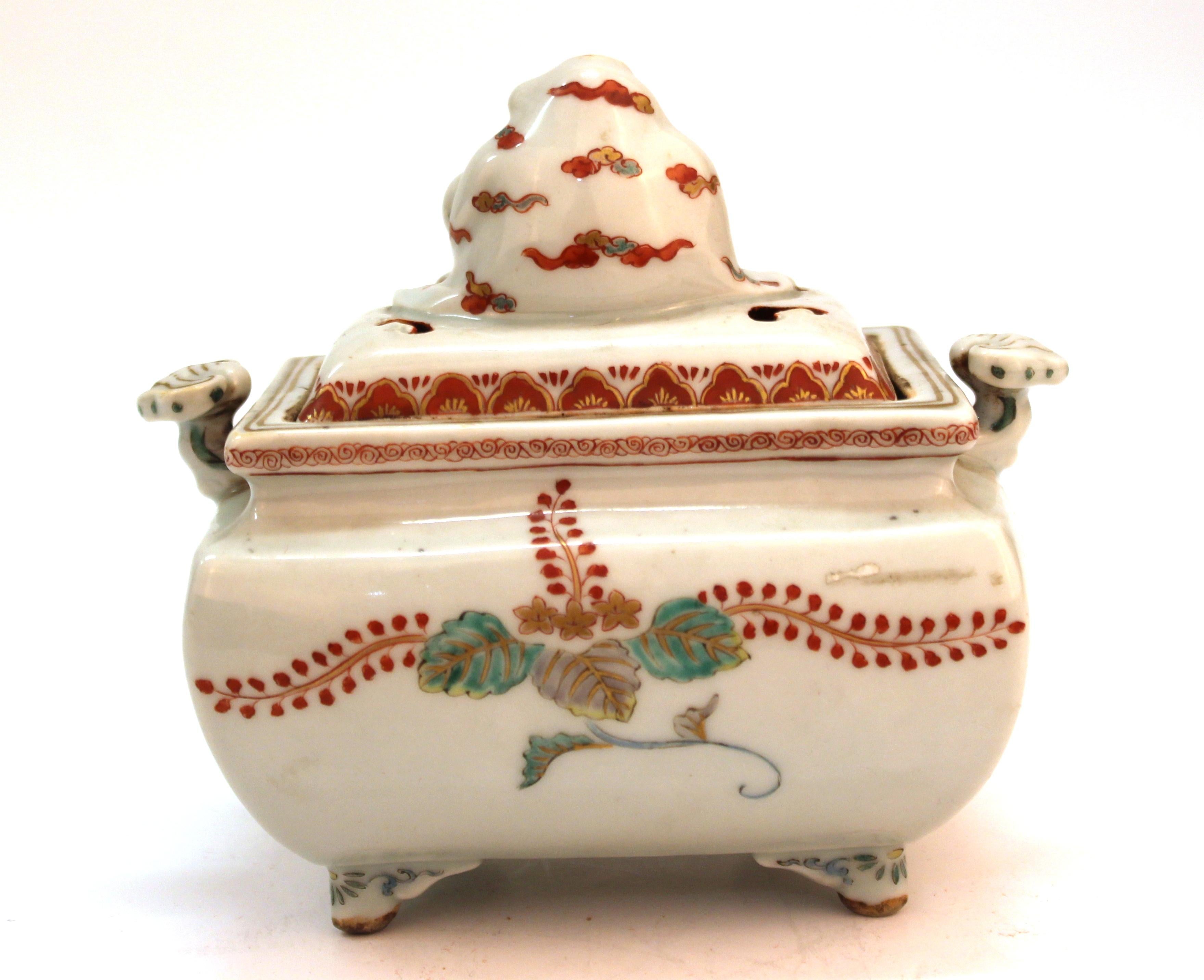 Late 19th Century Japanese Meiji Period Kakiemon Porcelain Incense Burner of Daruma