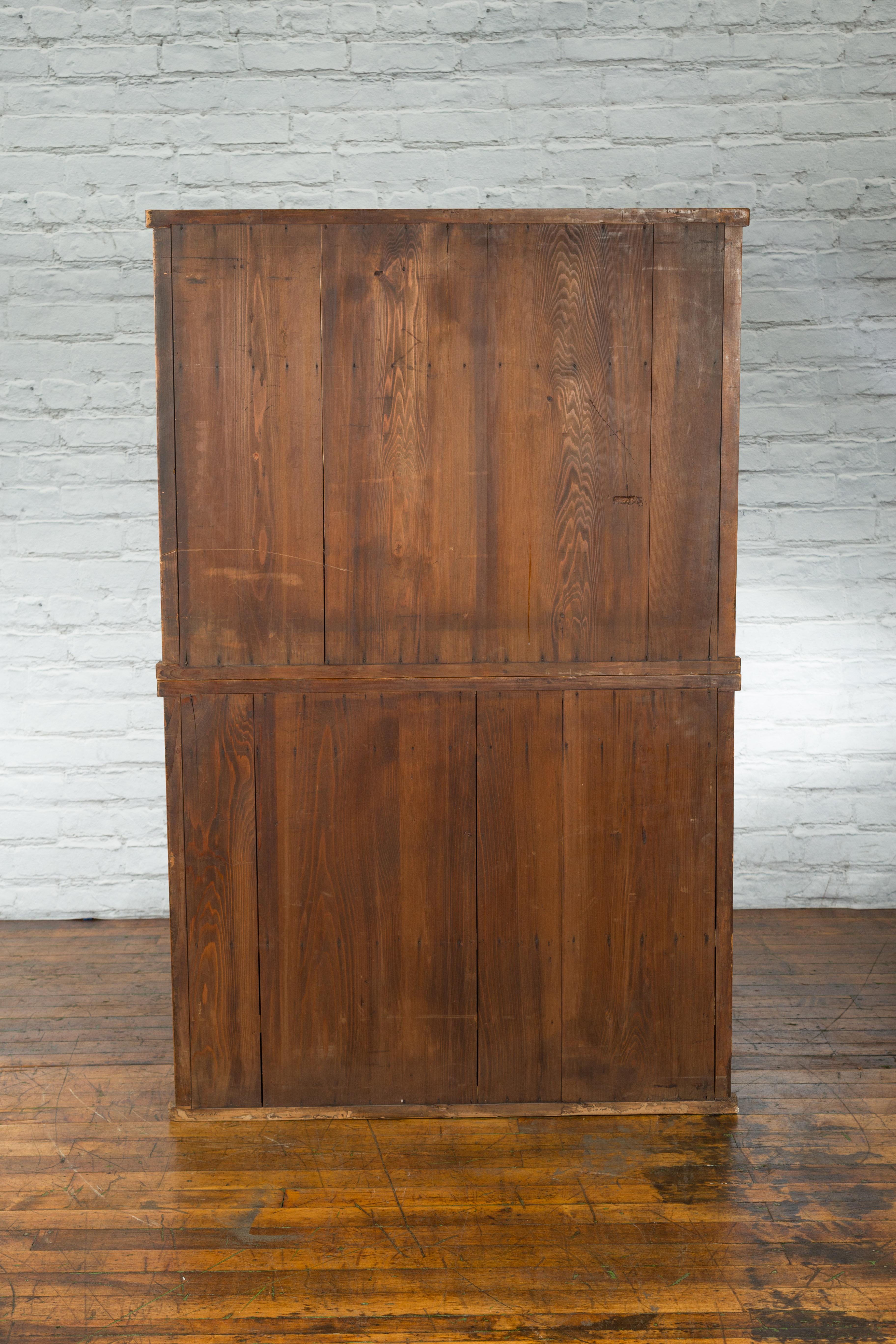 Japanese Meiji Period Kanto Style Kiri Wood Kitchen Cabinet with Sliding Doors For Sale 6