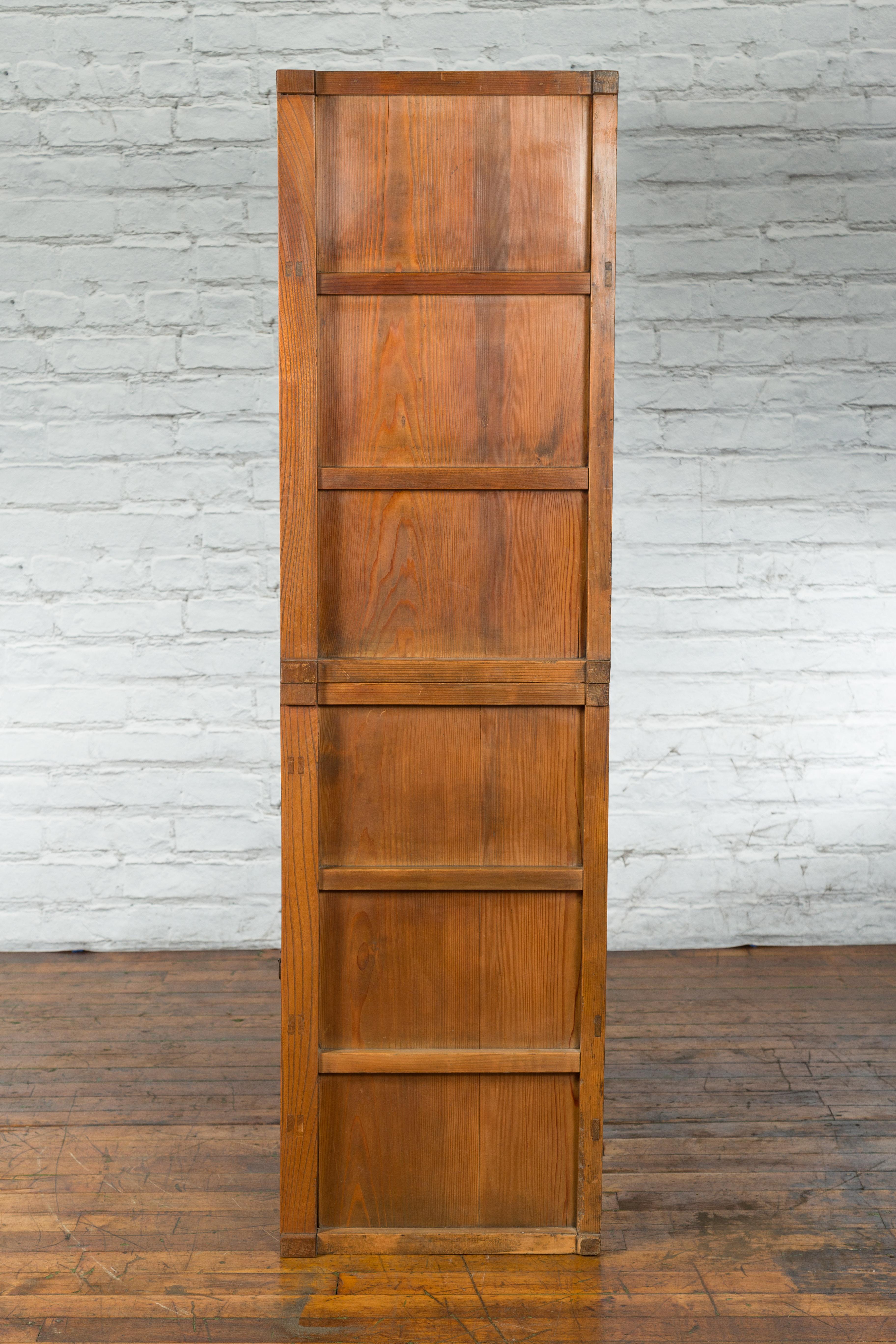 Japanese Meiji Period Kanto Style Kiri Wood Kitchen Cabinet with Sliding Doors For Sale 7