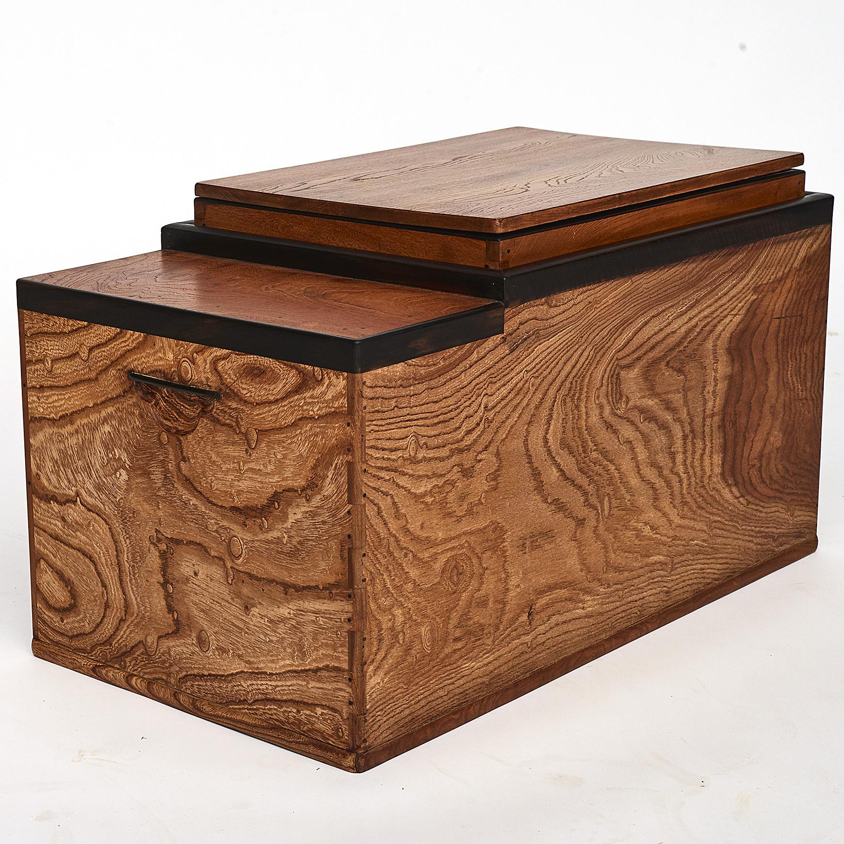 Japanese Meiji Period Keyaki Wood Hibachi with Copper Liner and Drawers 8