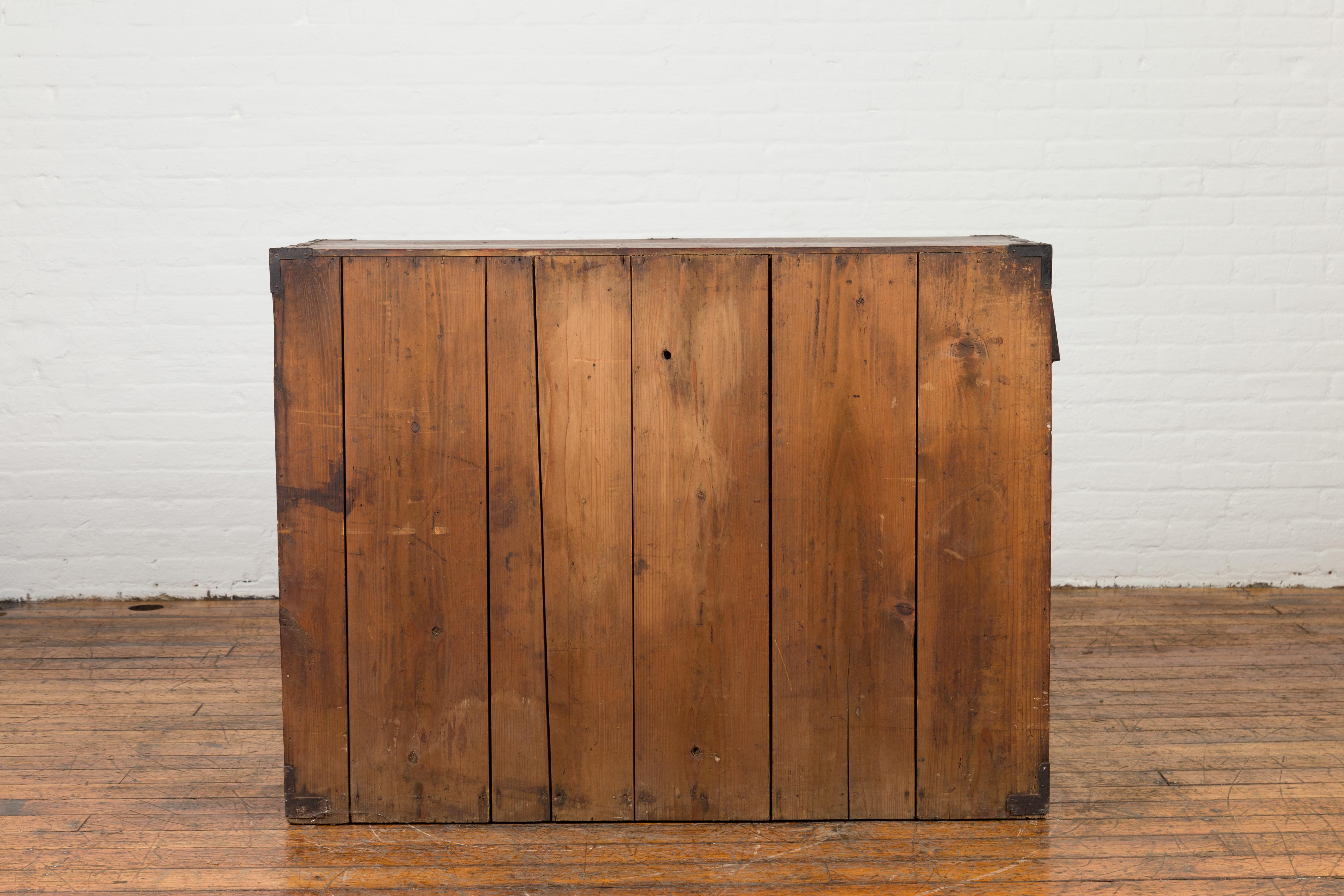 Japanese Meiji Period Keyaki Wood Tansu Clothing Chest in the Sendai Style For Sale 8