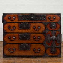 Japanese Meiji Period Keyaki Wood Tansu Clothing Chest in the Sendai Style