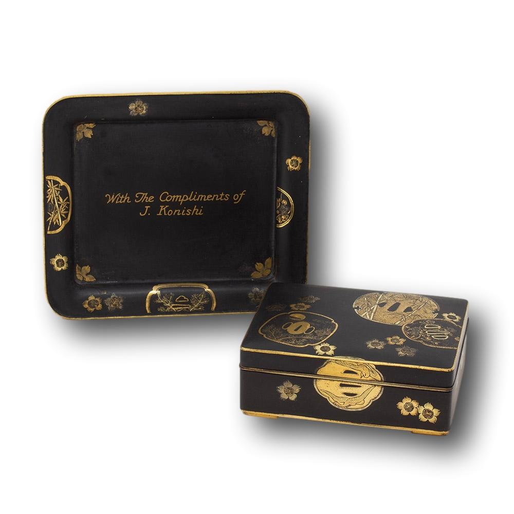 Japanese Meiji Period Komai Style Box and Dish Fujii Yoshitoyo In Good Condition For Sale In Newark, England