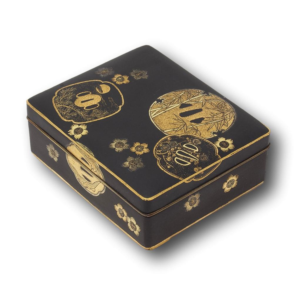 Metal Japanese Meiji Period Komai Style Box and Dish Fujii Yoshitoyo For Sale