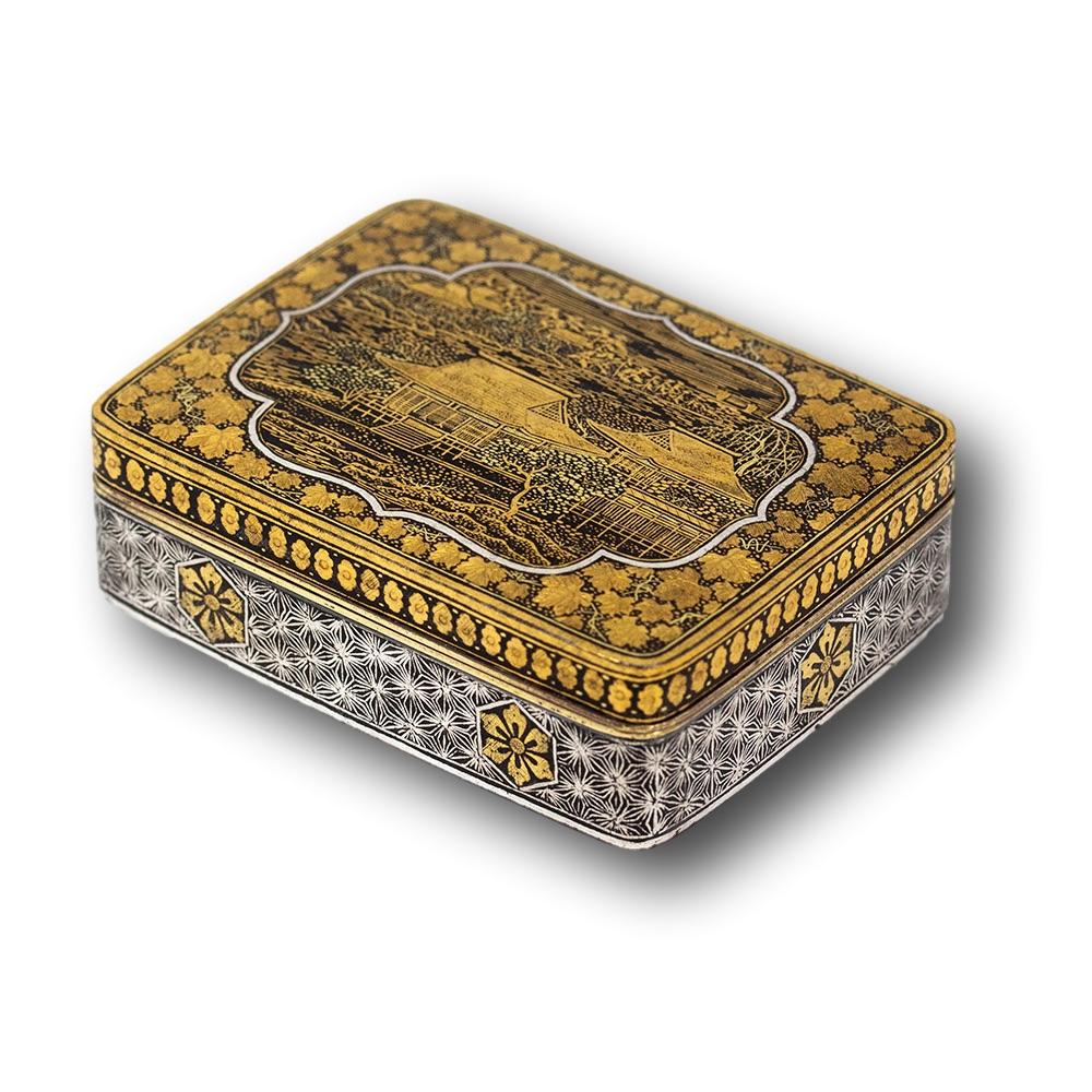 Inlay Japanese Meiji Period Komai Style Damascene Box For Sale
