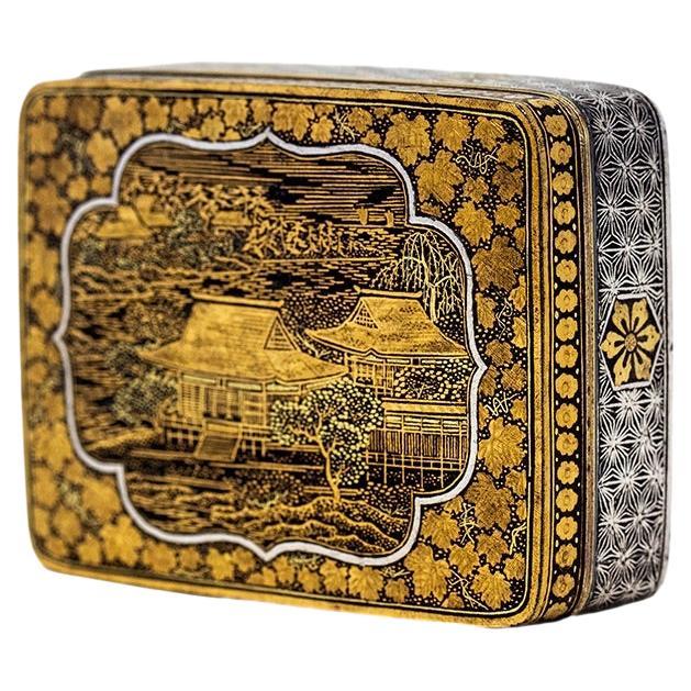 Japanese Meiji Period Komai Style Damascene Box For Sale