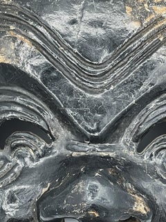 Japanese Meiji Period Kyogen Comic Theater Wooden Mask of a Black Man, 1910