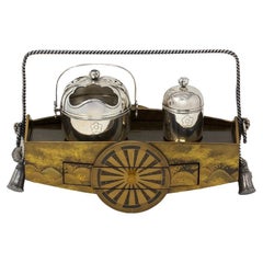 Japanese Meiji Period Lacquer Cart Smokers Set Tabako-Bon