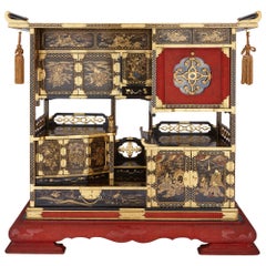 Antique Japanese Meiji Period Lacquer Maki-E Cabinet