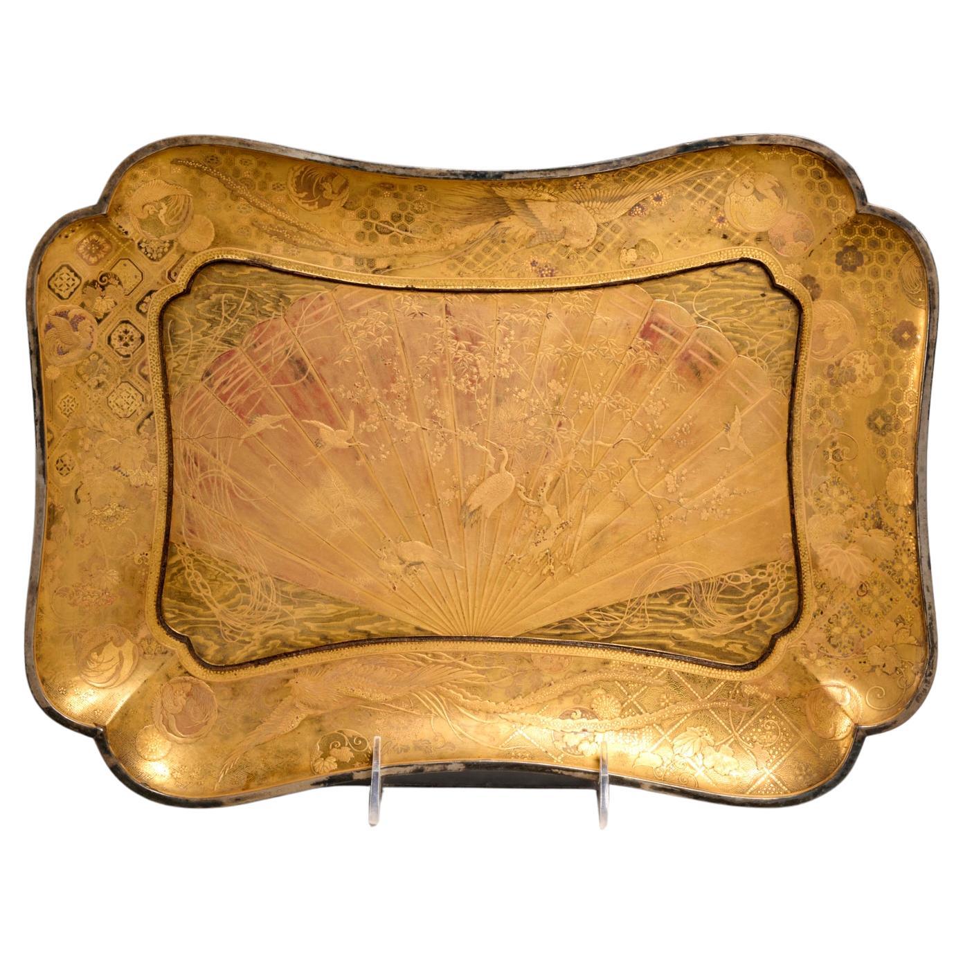 Japanese Meiji Period Lacquered Maki-e Tray