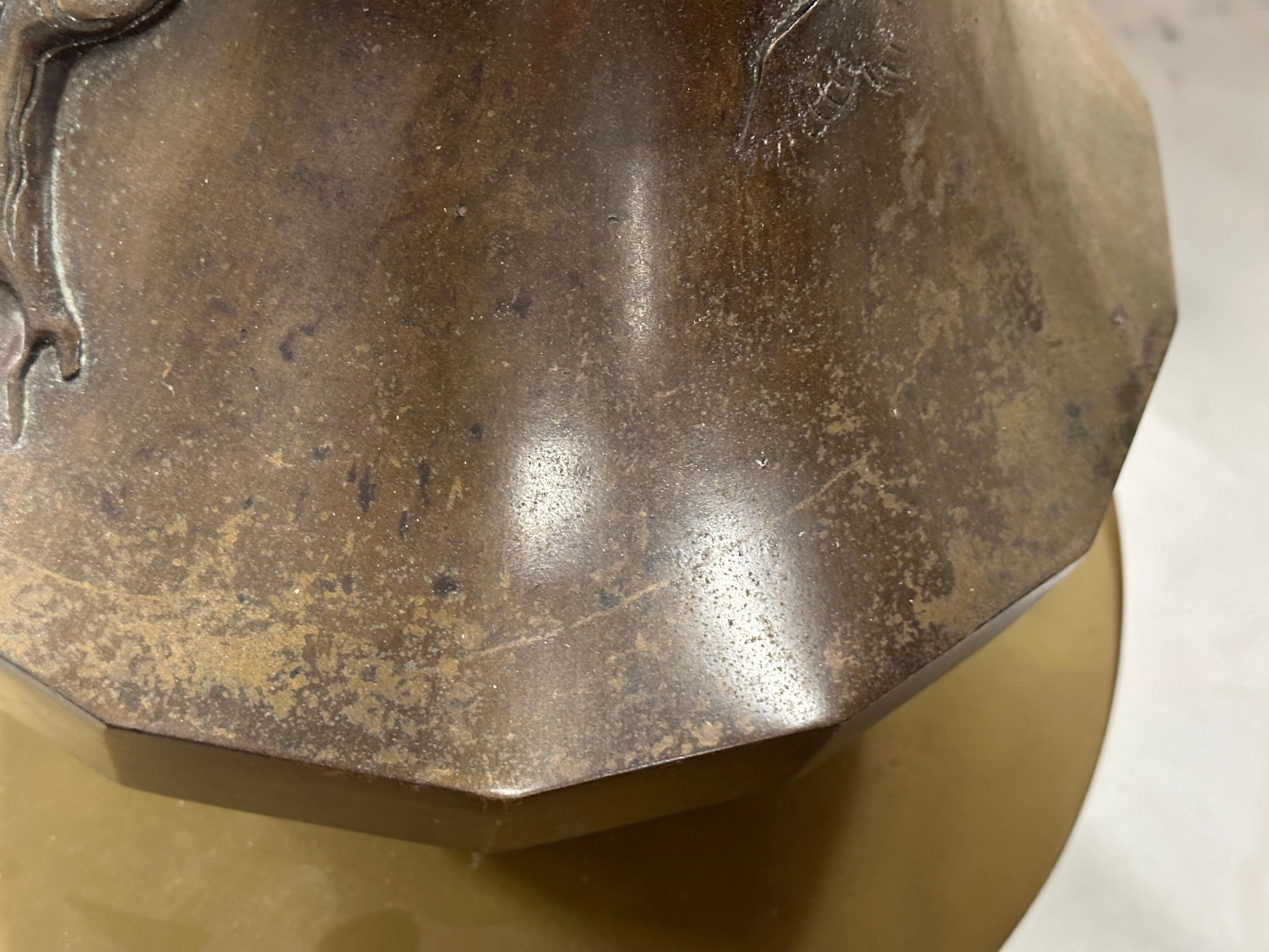 Japanese Meiji Period Large Bronze Vessel For Sale 14