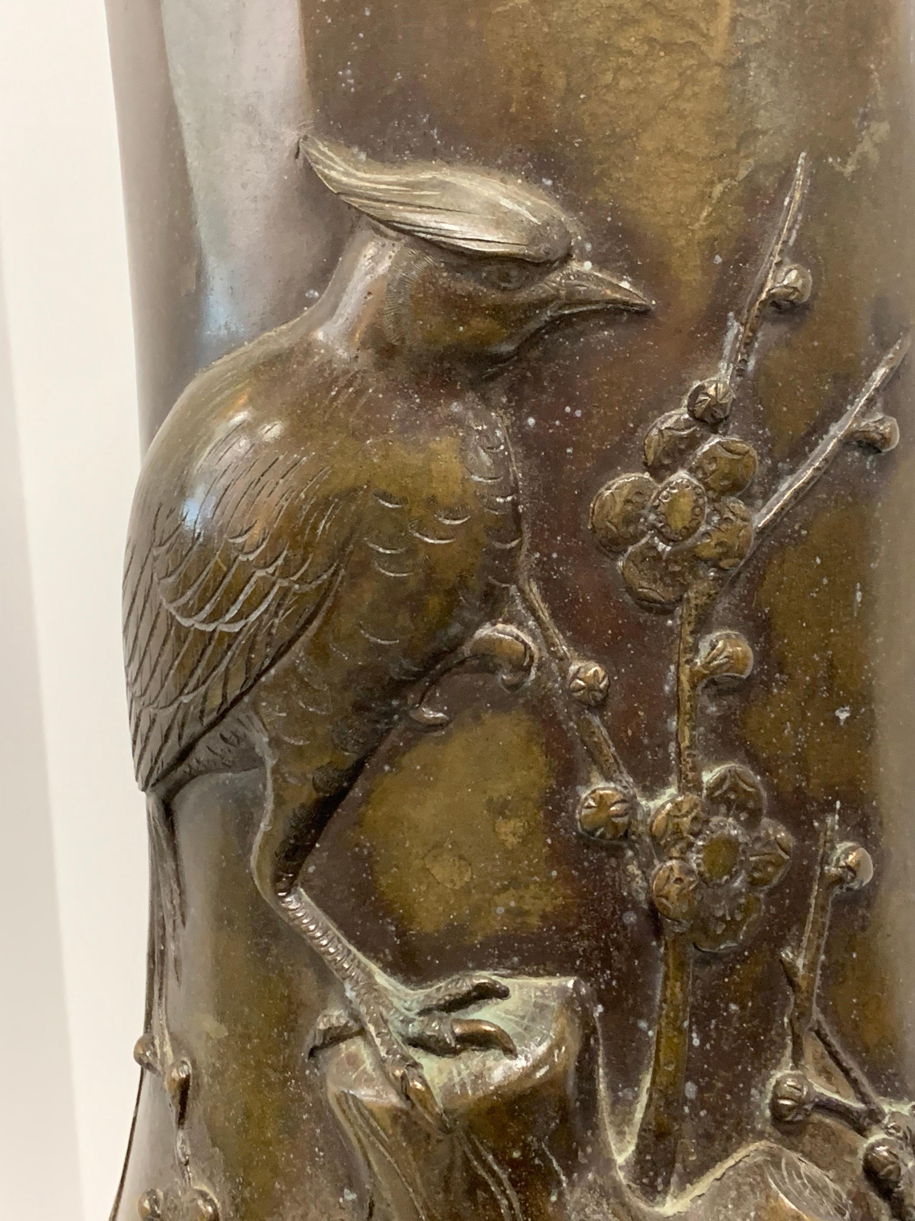 Hand-Crafted Japanese Meiji Period Large Bronze Vessel For Sale