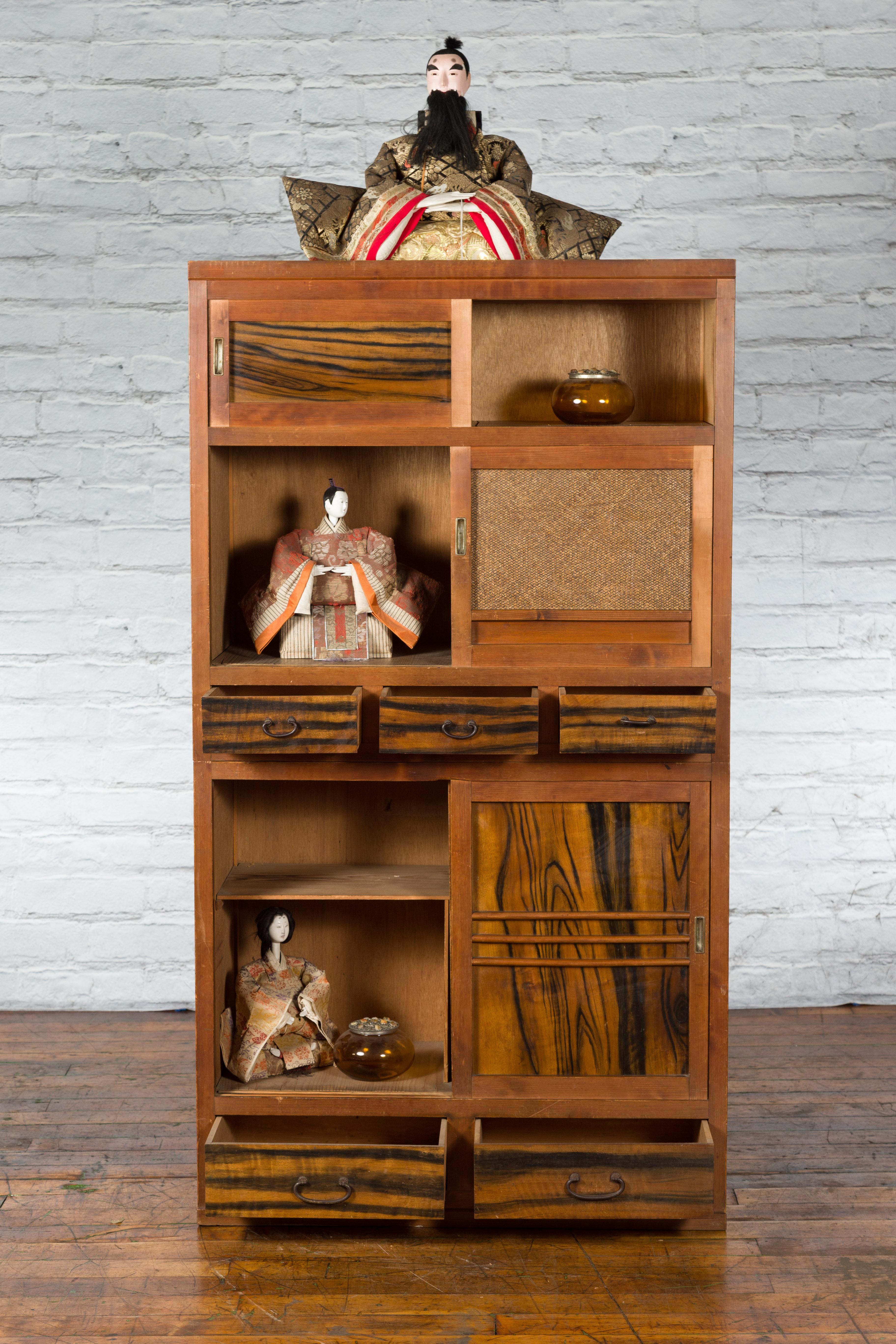 Japanese Meiji Period Late 19th Century Cabinet with Sliding Doors and Drawers 2