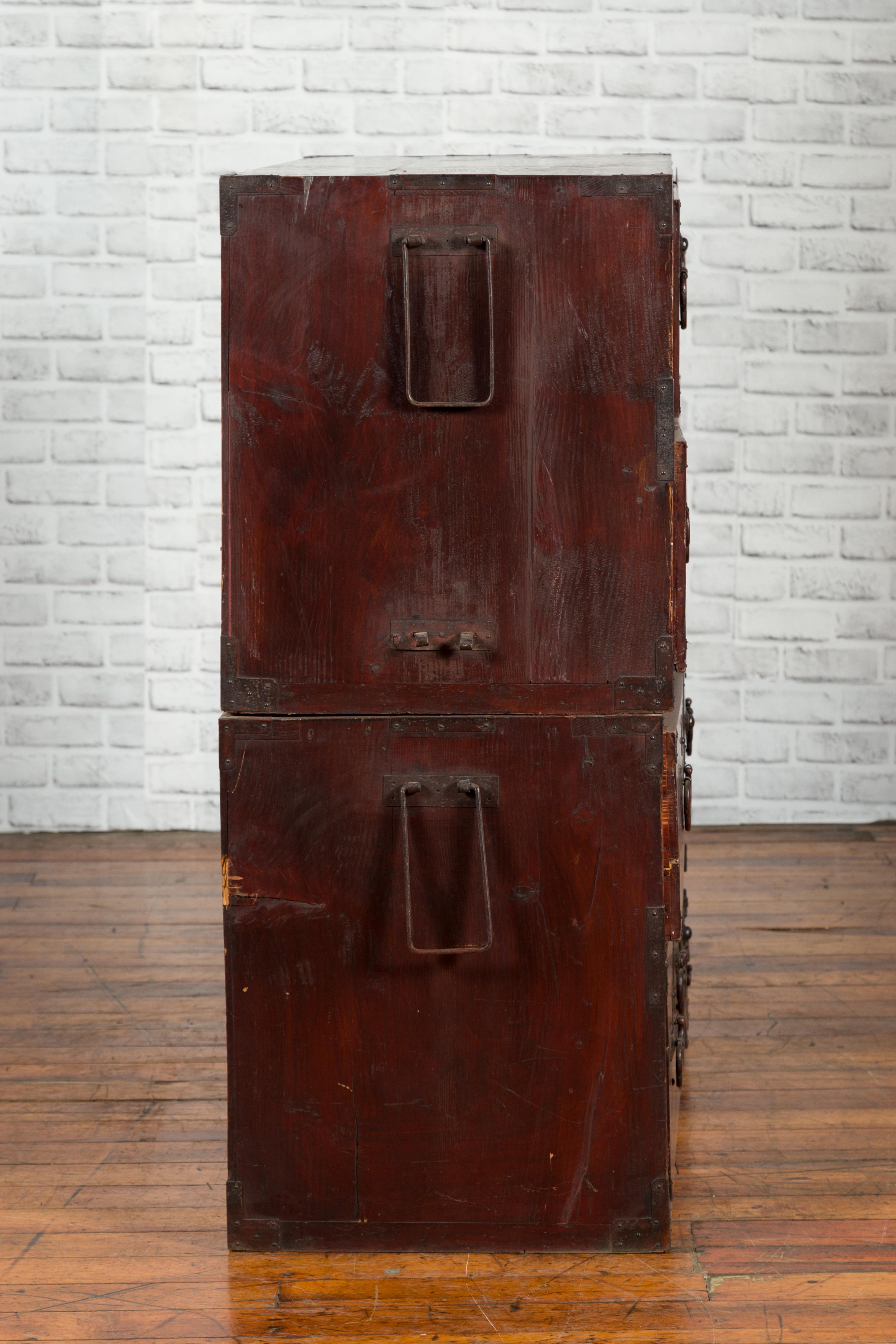 Japanese Meiji Period Late 19th Century Tansu Chest in Sendai Isho-Dansu Style 7