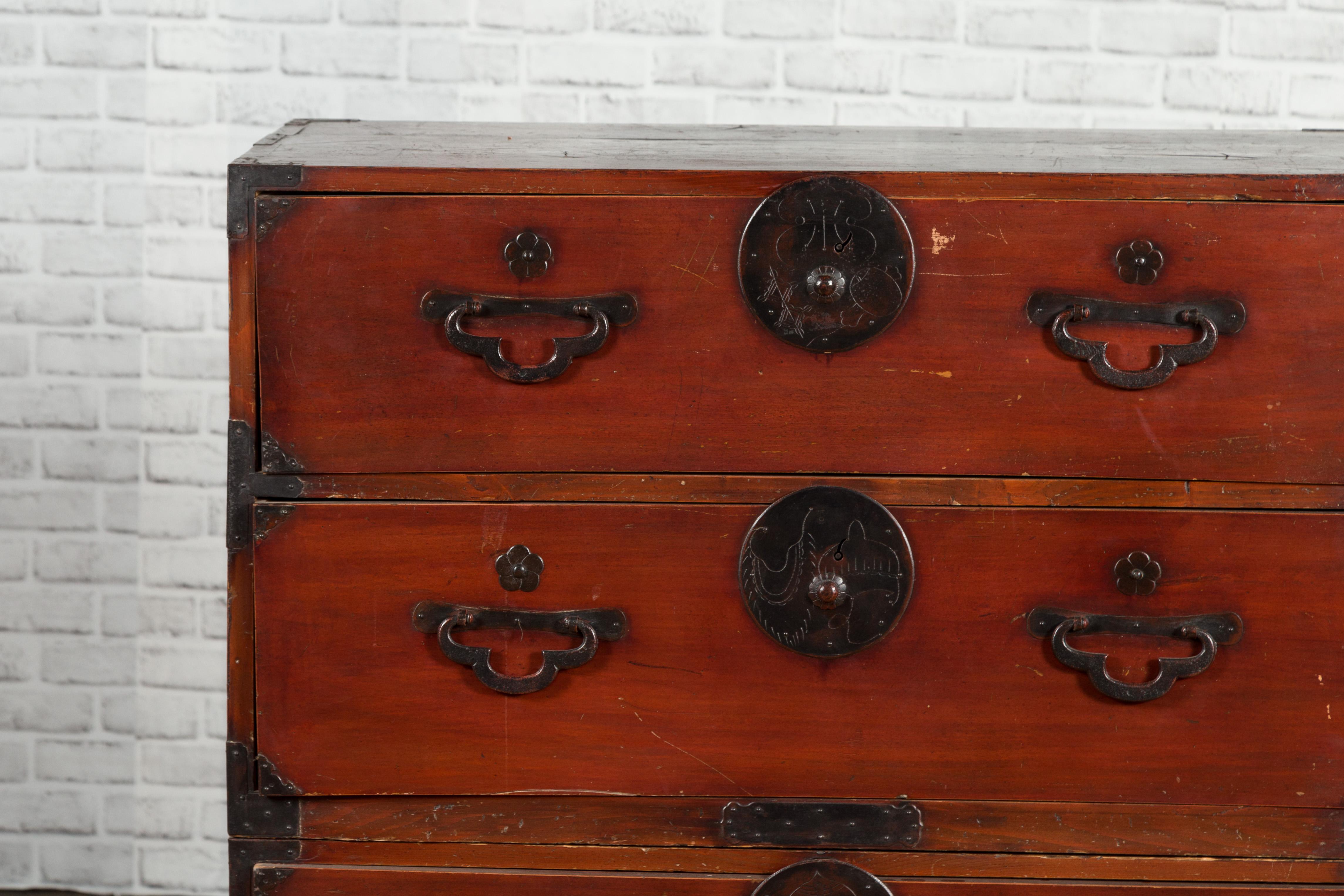 Japanese Meiji Period Late 19th Century Tansu Chest in Sendai Isho-Dansu Style 1