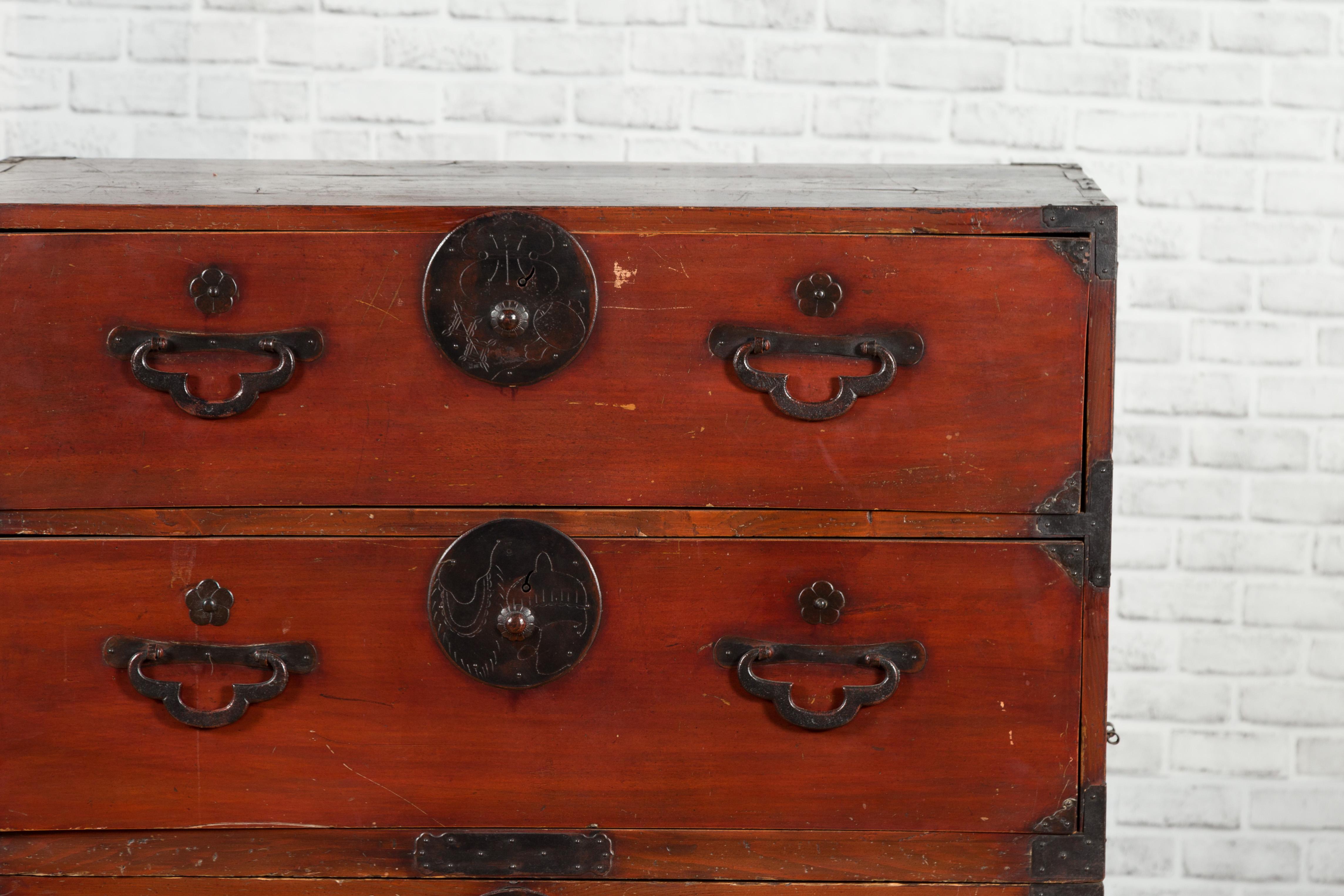 Japanese Meiji Period Late 19th Century Tansu Chest in Sendai Isho-Dansu Style 2