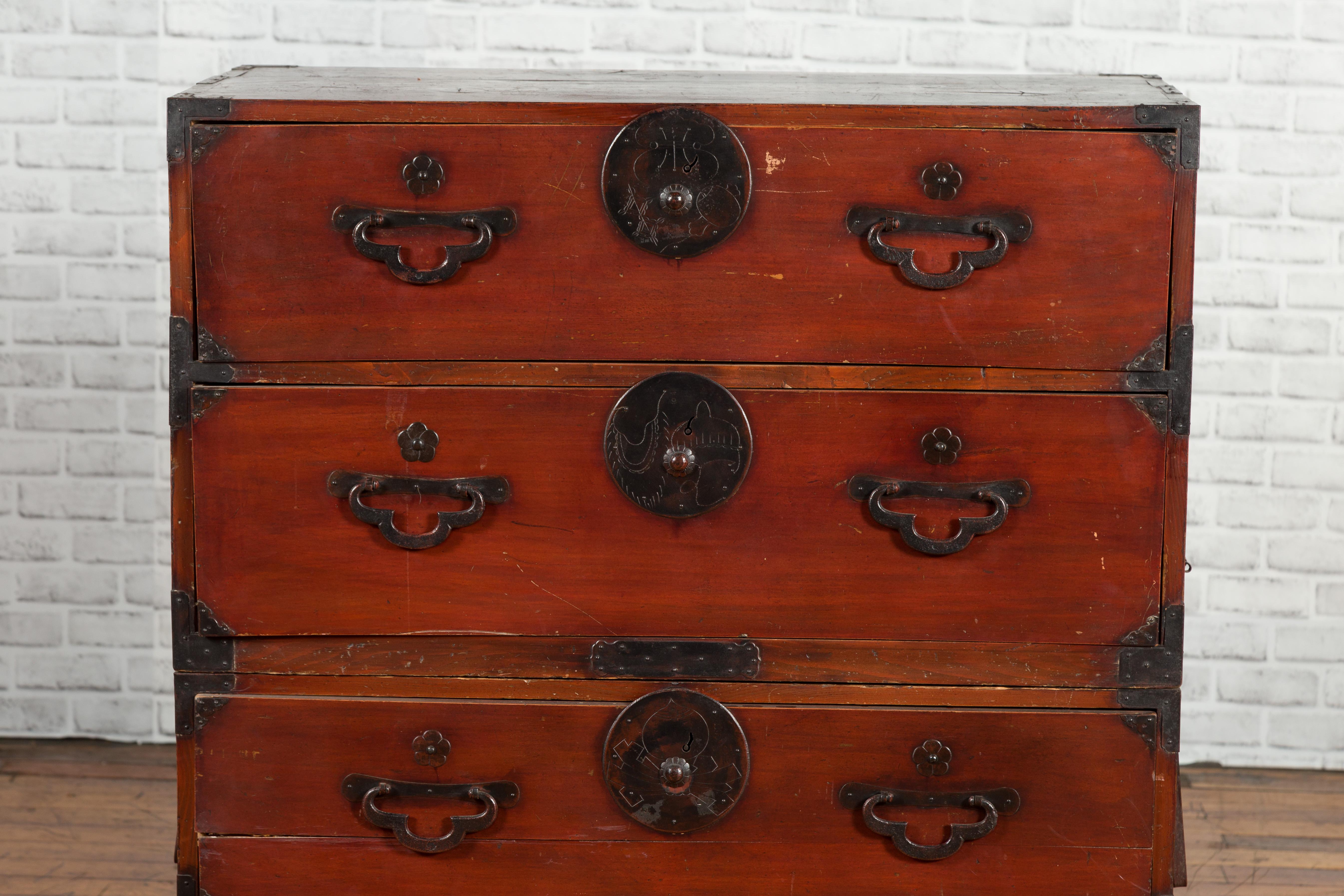 Japanese Meiji Period Late 19th Century Tansu Chest in Sendai Isho-Dansu Style 3