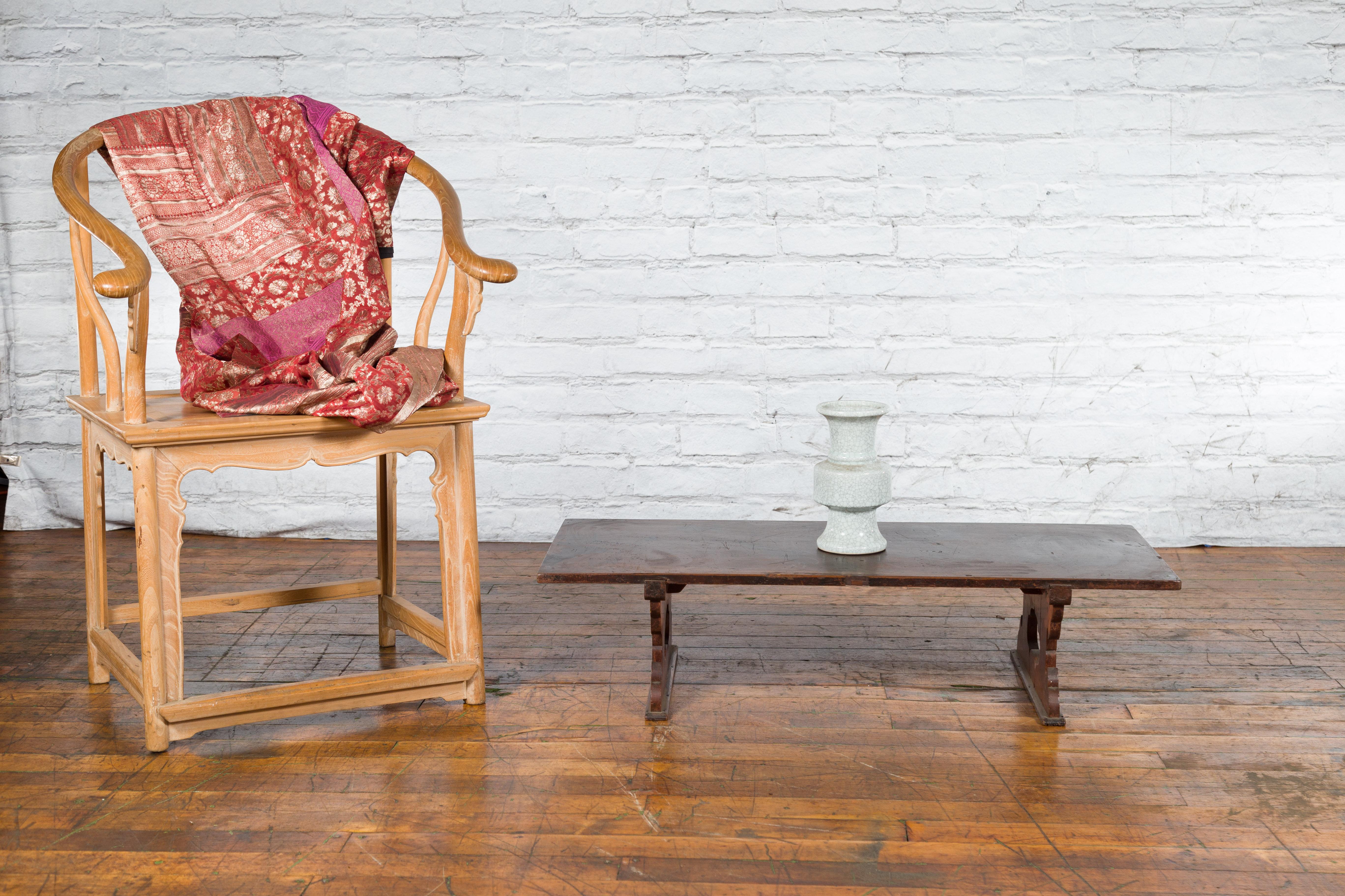 Japanese Meiji Period Low Table with Recessed Legs and Open Carved Cutout Legs In Good Condition For Sale In Yonkers, NY