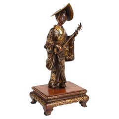 Japanische Miyao-Bronzestatue eines Musikers aus der japanischen Meiji-Periode