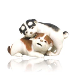 Japanese Meiji Period Porcelain Dog Group Att. Kutani