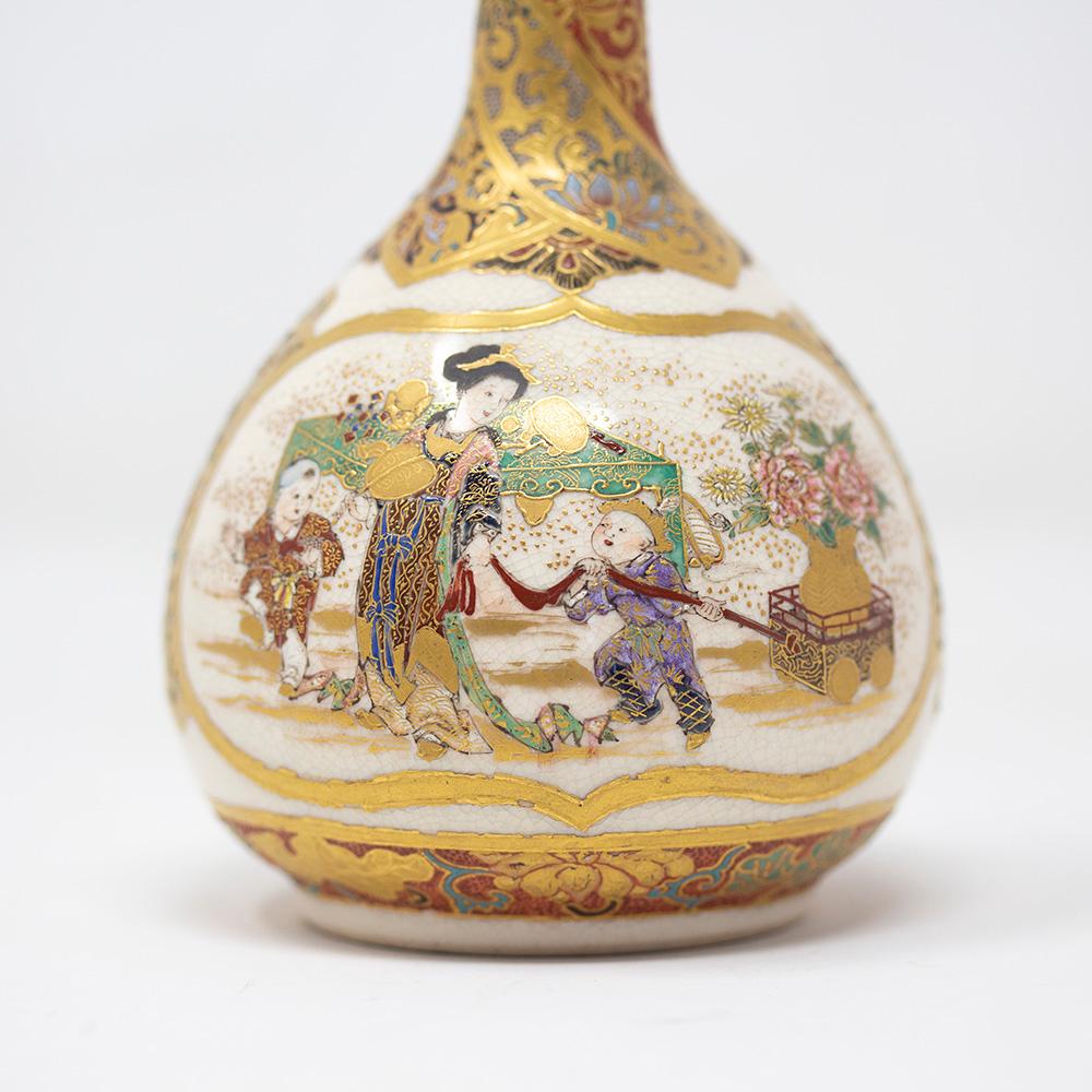 Japanese Meiji Period Satsuma Bottle Vase at 1stDibs