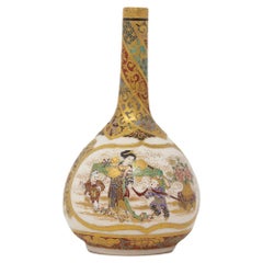 Japanese Meiji Period Satsuma Bottle Vase 