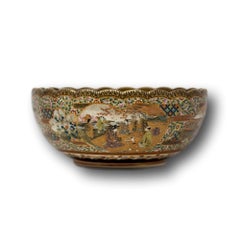 Japanese Meiji Period Satsuma Bowl Signed Kozan