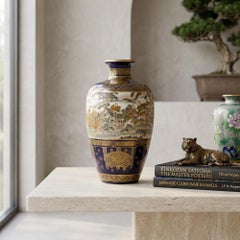 Satsuma-Steingutvase aus der japanischen Meiji-Zeit von Kinkozan