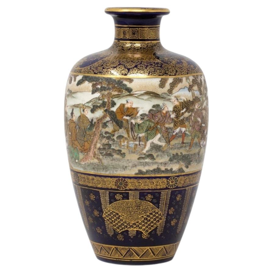 Japanese Meiji Period Satsuma Earthenware Vase by Kinkozan