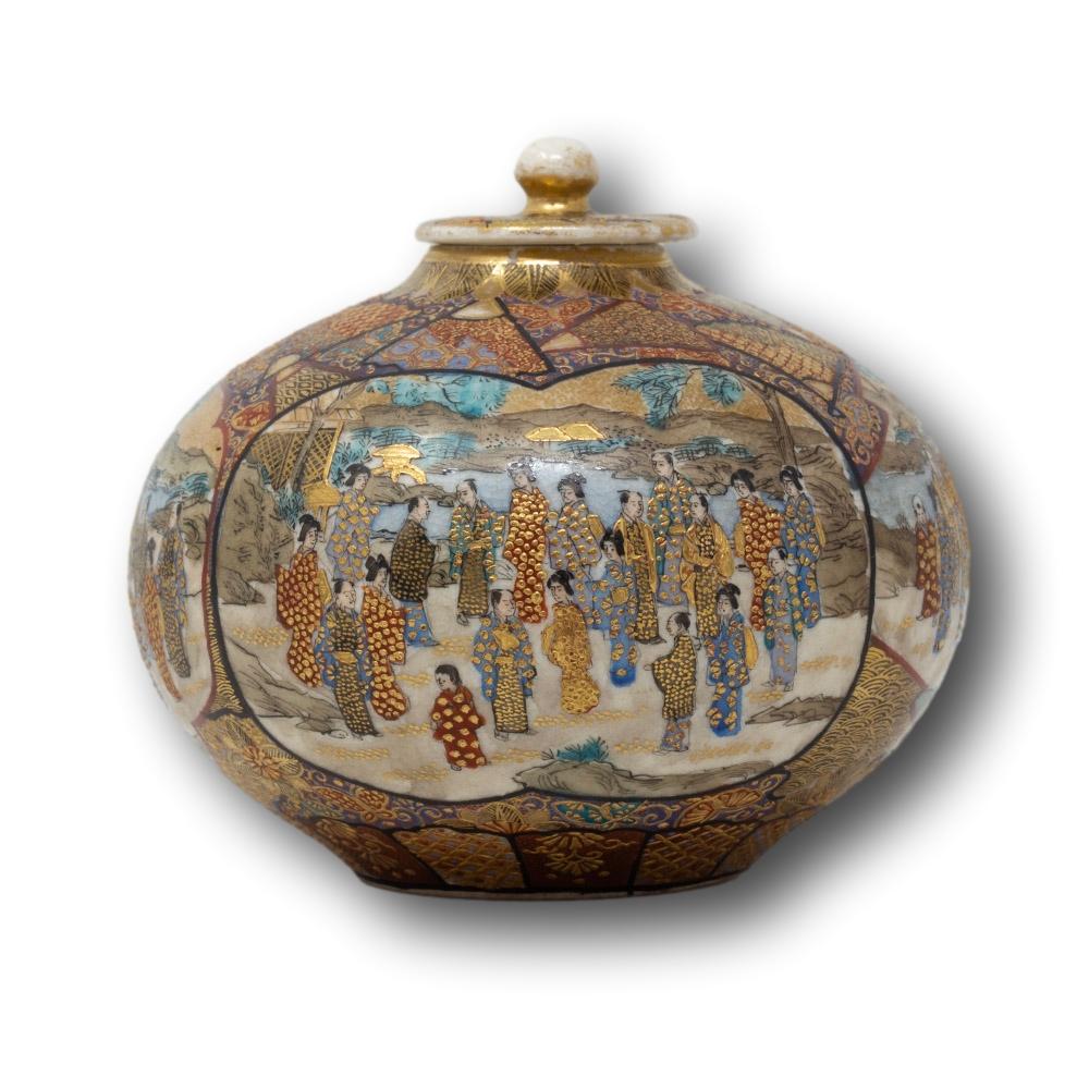 Ceramic Japanese Meiji Period Satsuma Koro For Sale