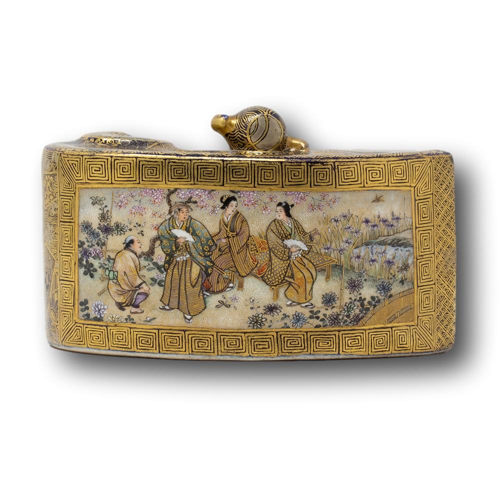 Ceramic Japanese Meiji Period Satsuma Koro Incense Burner Kinkozan
