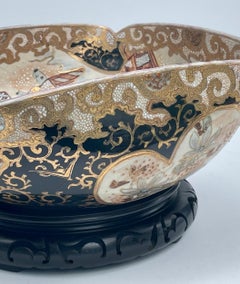 Japanese Meiji Period Satsuma Large Square Bowl Centerpiece