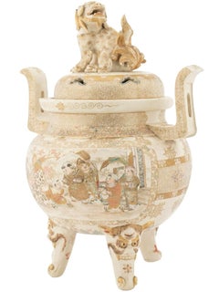 Japanese Meiji Period Satsuma Tripod Censer