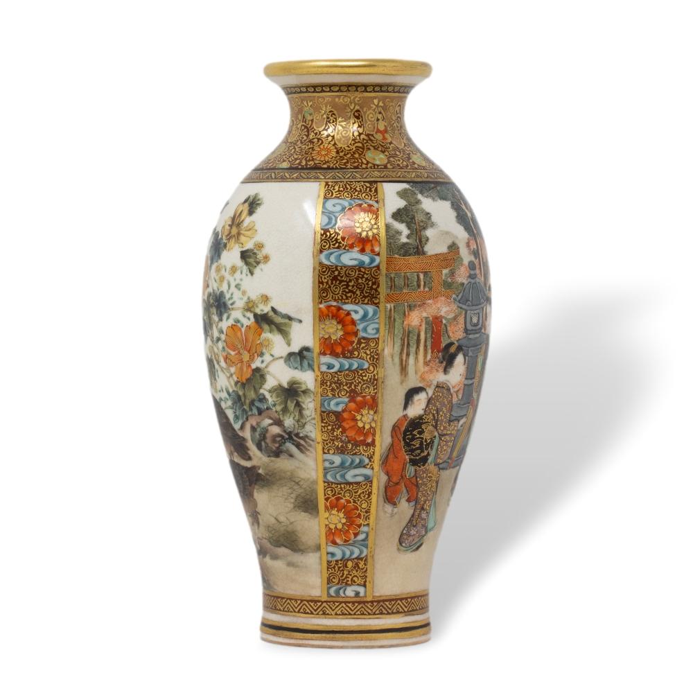 Inizio XX secolo Vaso Satsuma giapponese del periodo Meiji di Ryokuzan in vendita