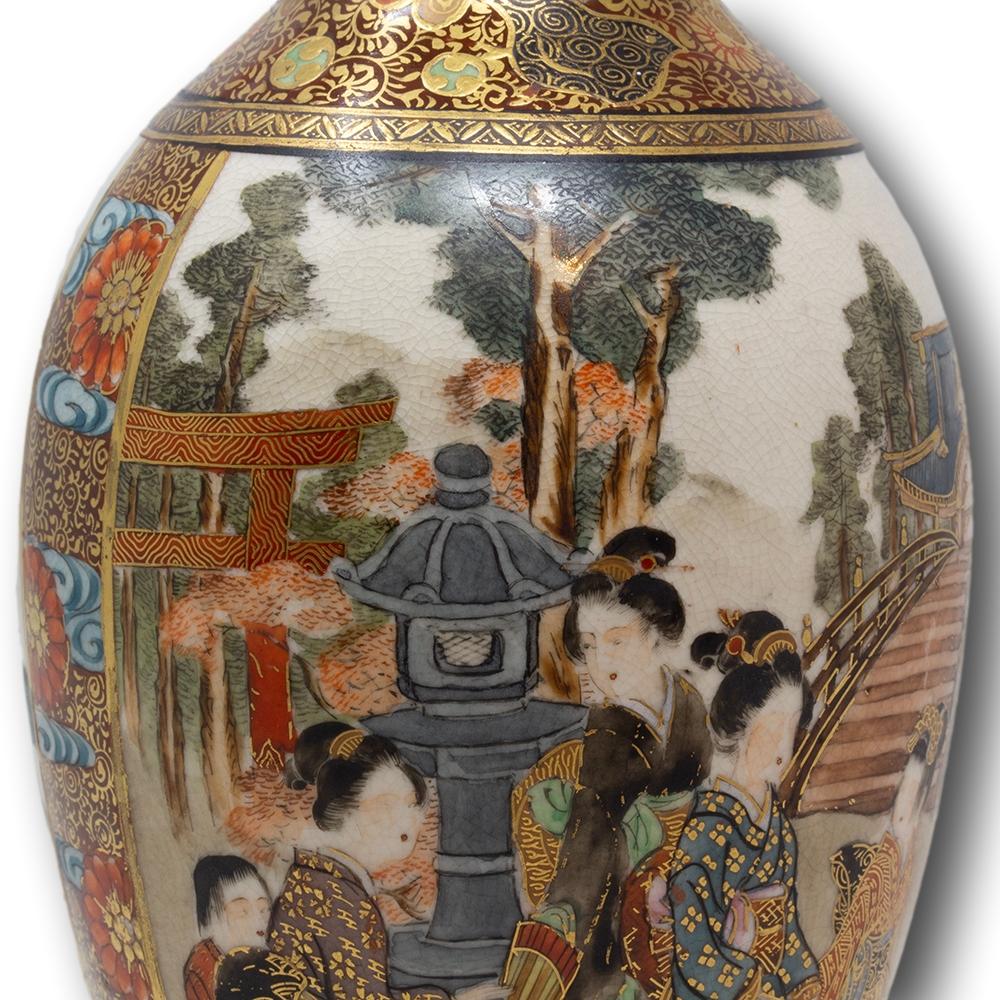 Vaso Satsuma giapponese del periodo Meiji di Ryokuzan in vendita 1