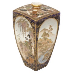 Jarrón Satsuma Japonés Kinkozan del Periodo Meiji