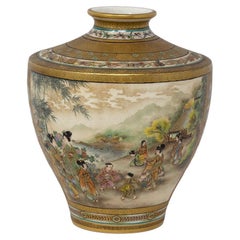 Japanese Meiji Period Satsuma Vase Painted by Ryozan for the Yasuda Company