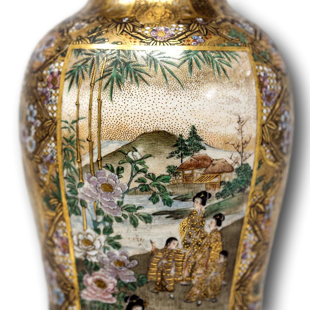 Japanese Meiji Period Satsuma Vase Unzan for the Yasuda Company 4