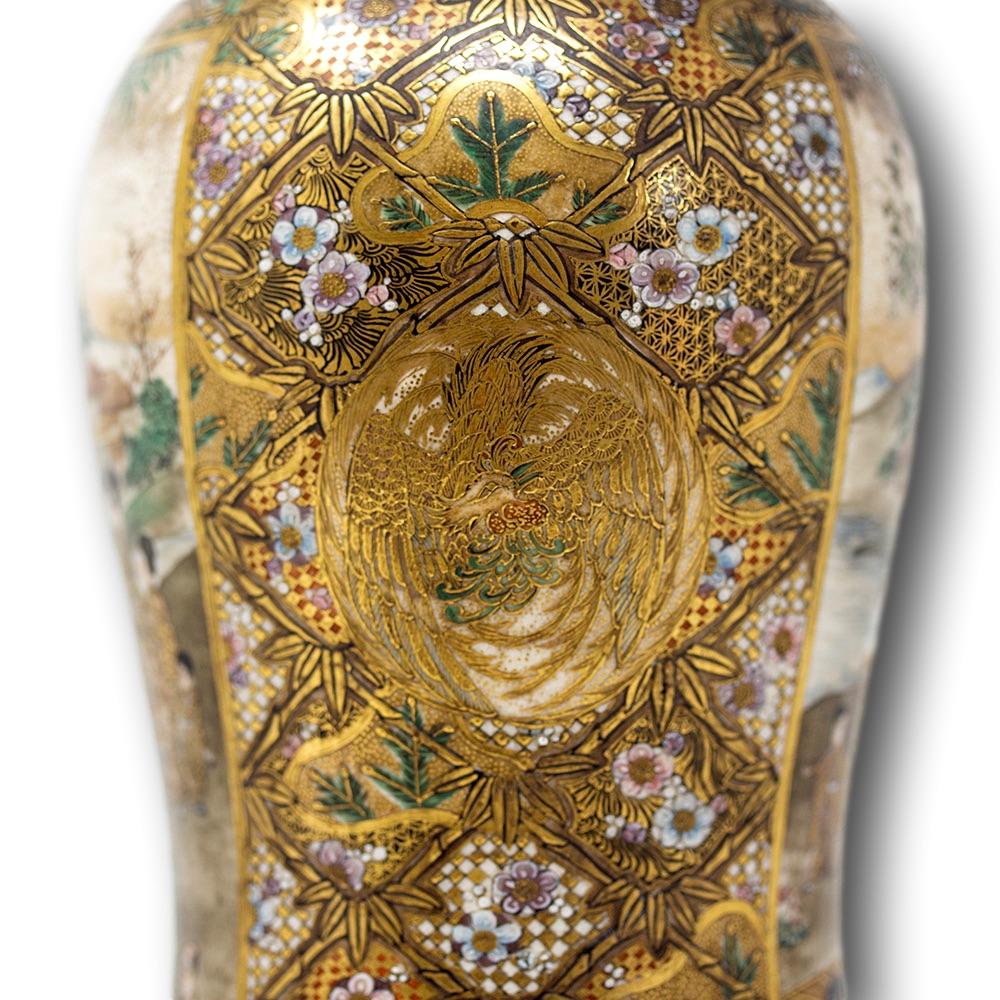 Japanese Meiji Period Satsuma Vase Unzan for the Yasuda Company 6