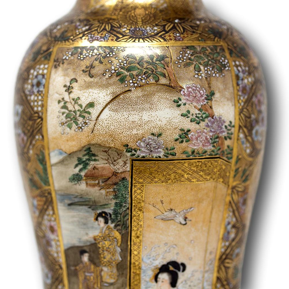 Japanese Meiji Period Satsuma Vase Unzan for the Yasuda Company 2