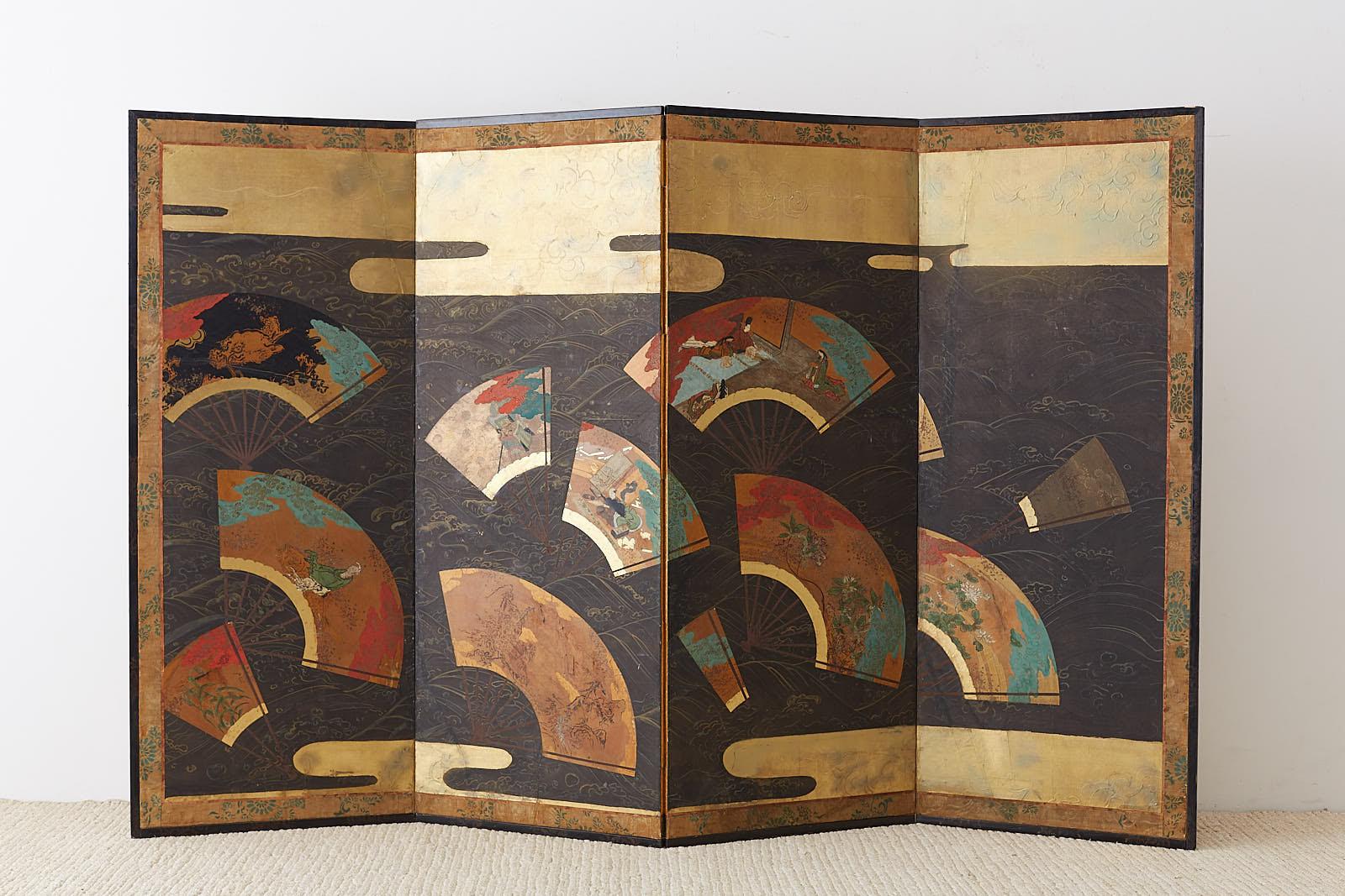 Japanese Meiji Period Screen Fans over Waves 1