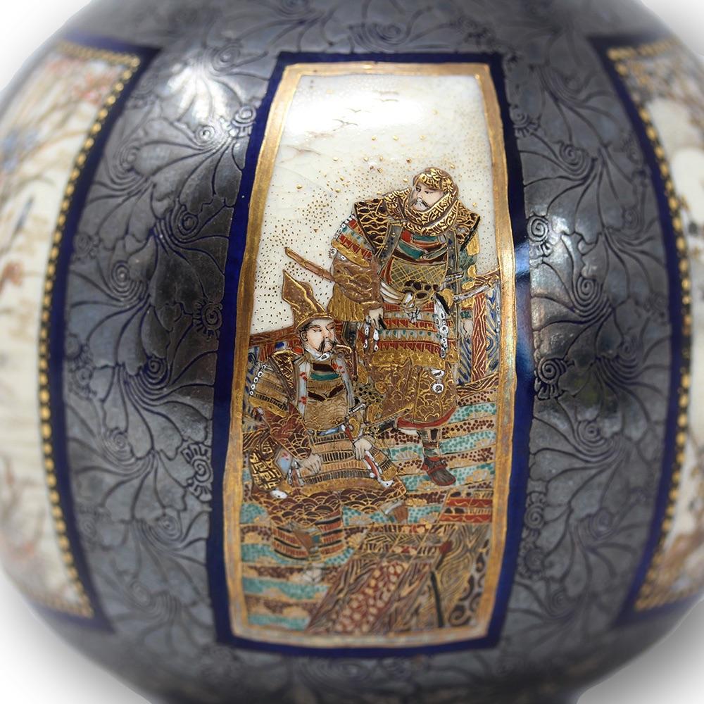 Japanese Meiji Period Silver On-Laid Vase  Kinkozan 8
