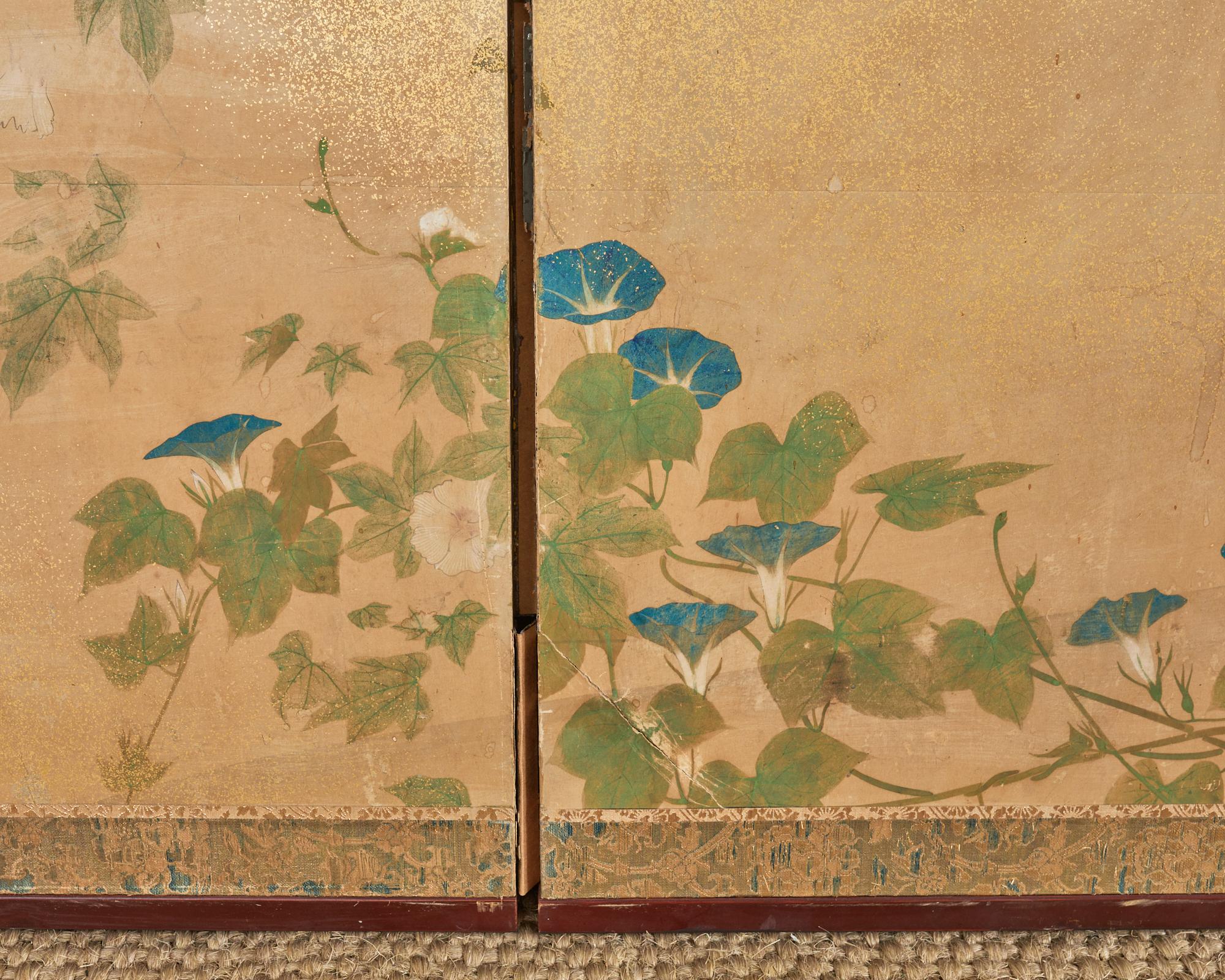 Sechs Paravent-Raumteiler-Enten aus der japanischen Meiji-Periode in Wasserlandschaft im Angebot 3