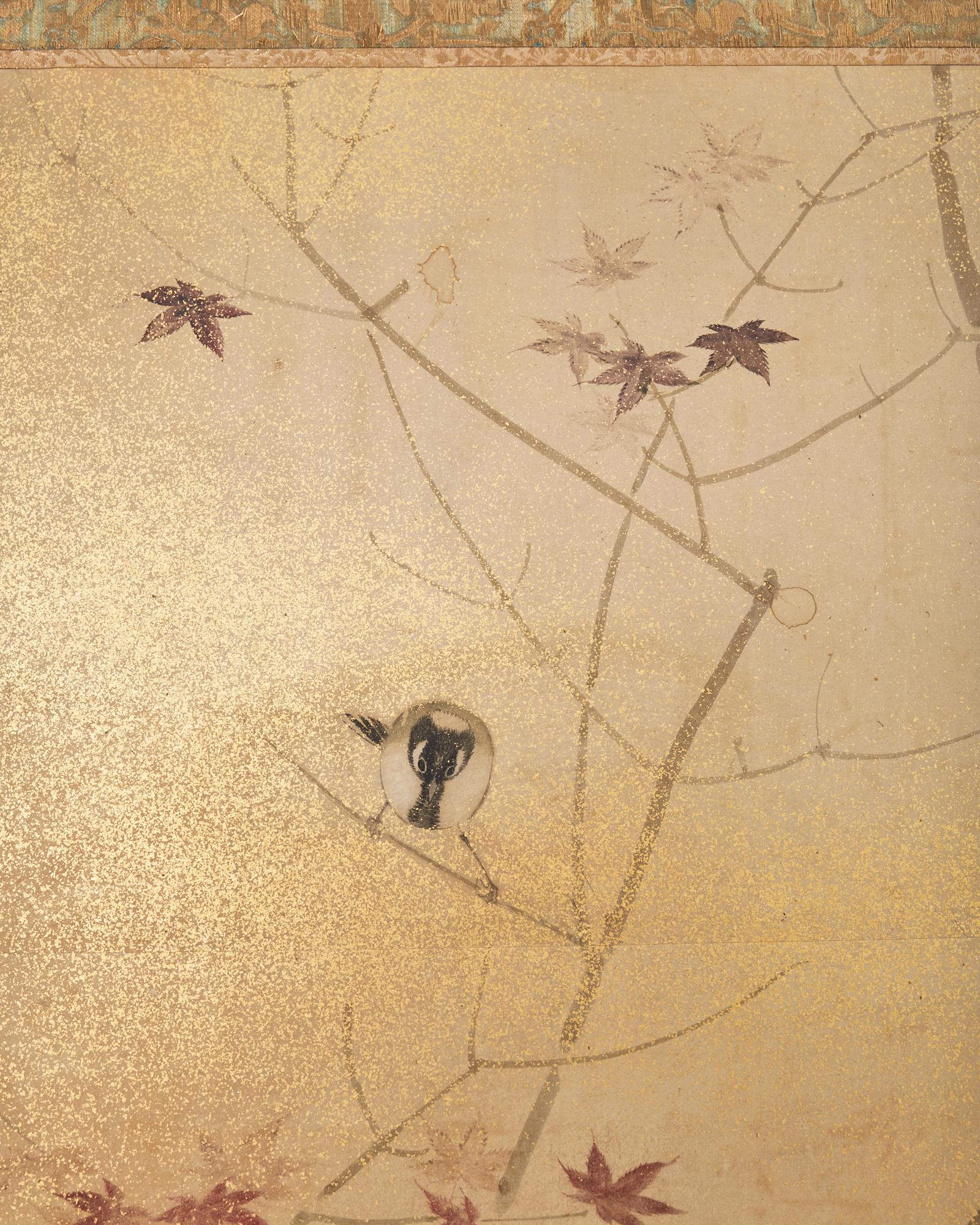Sechs Paravent-Raumteiler-Enten aus der japanischen Meiji-Periode in Wasserlandschaft im Angebot 5