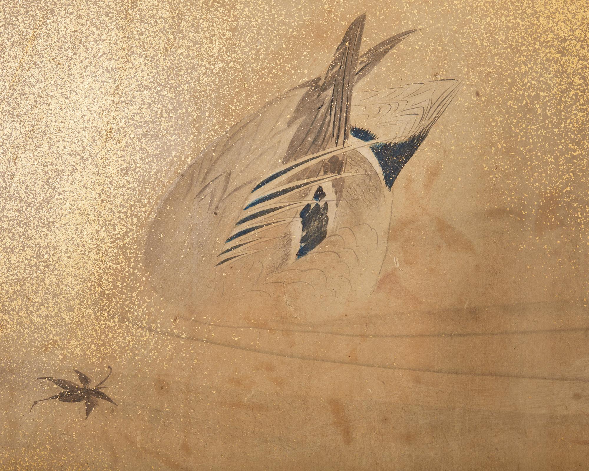 Sechs Paravent-Raumteiler-Enten aus der japanischen Meiji-Periode in Wasserlandschaft (Seide) im Angebot
