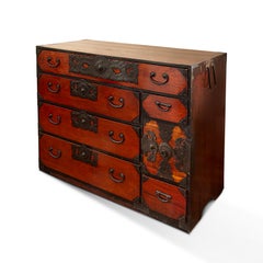 Japanese Meiji Period Tansu Chest in the Sendai Dansu Style Made of Keyaki Wood
