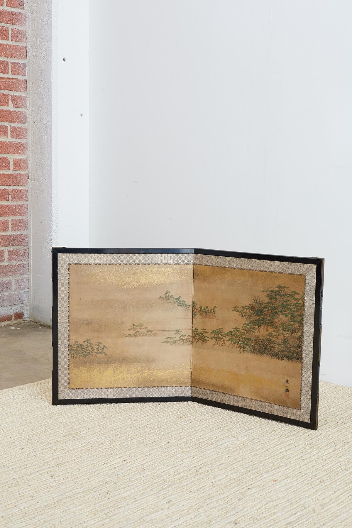 Japanese Meiji Period Two-Panel Landscape Screen 6