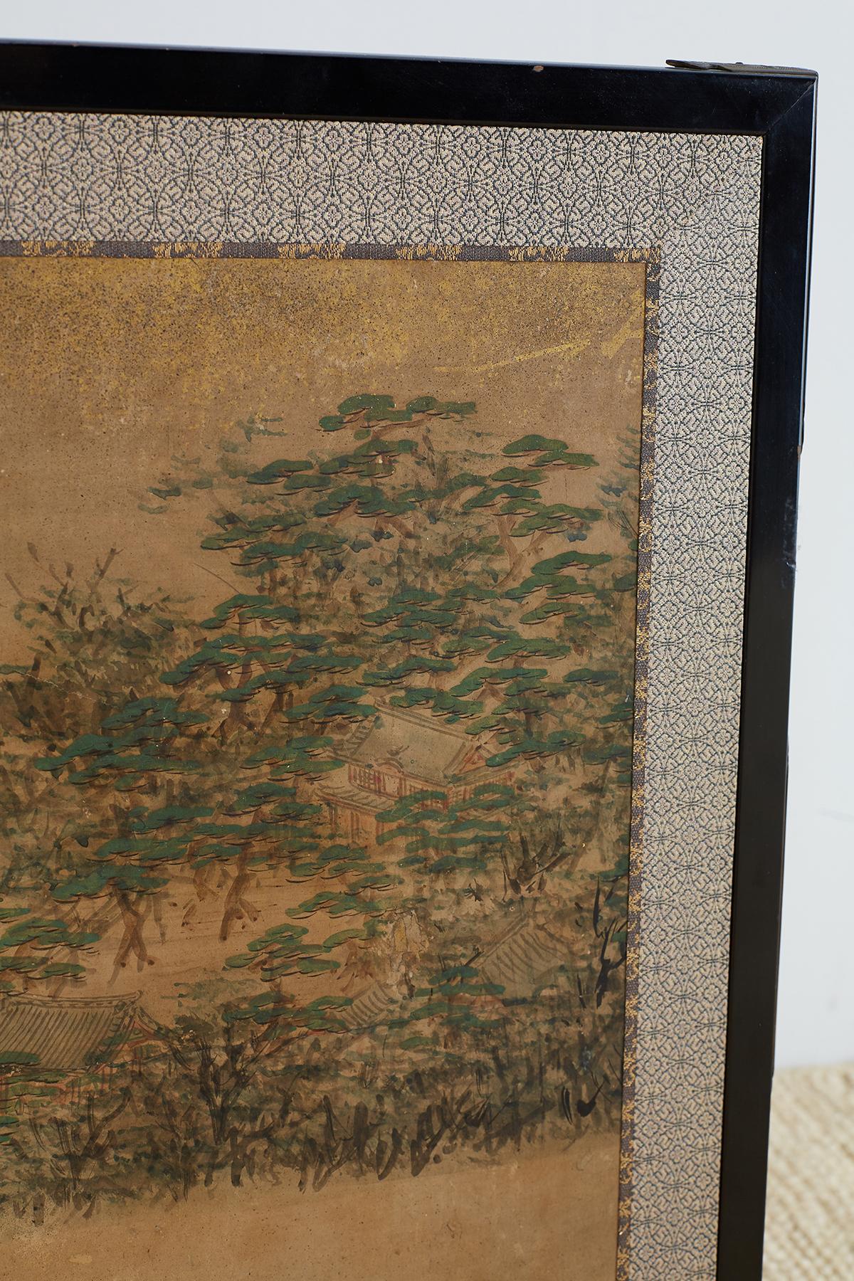 Japanese Meiji Period Two-Panel Landscape Screen 9