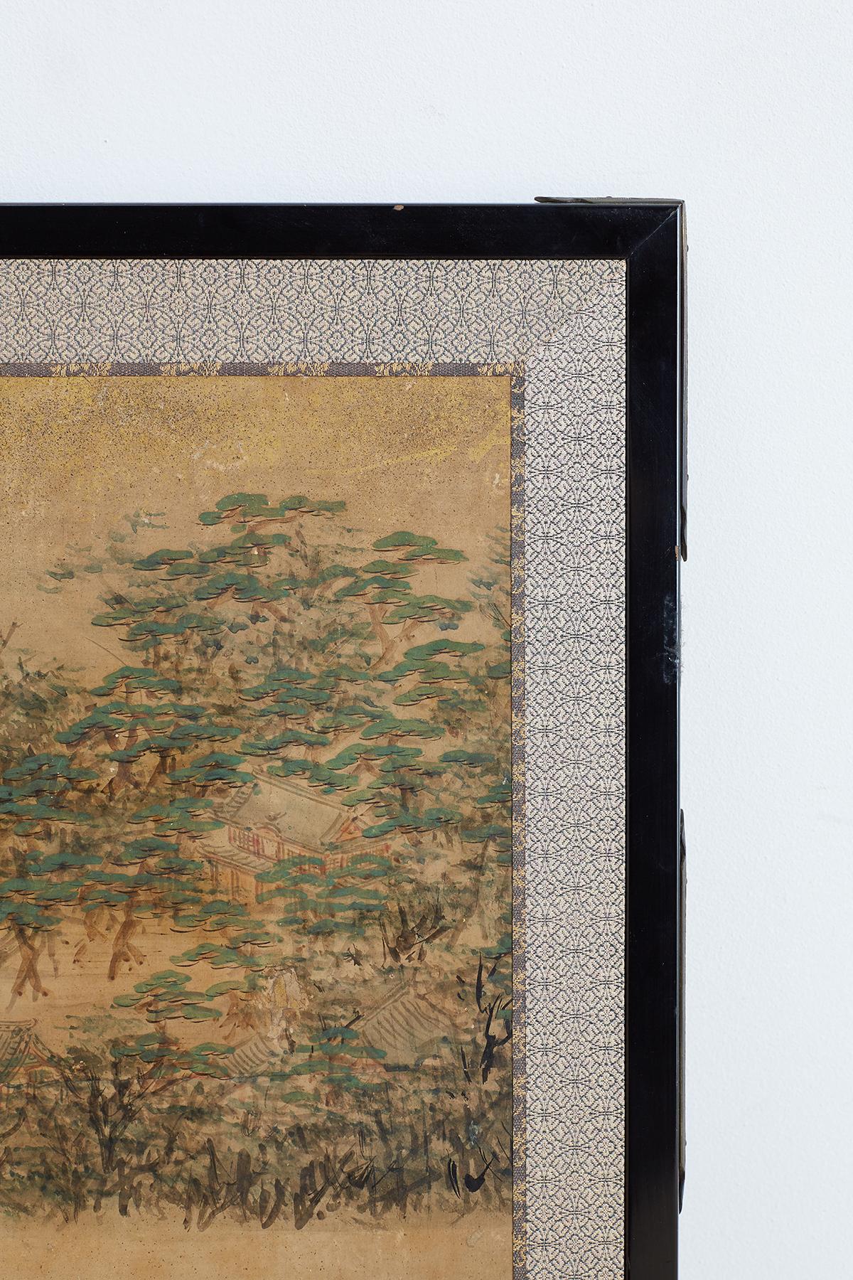 Japanese Meiji Period Two-Panel Landscape Screen 1
