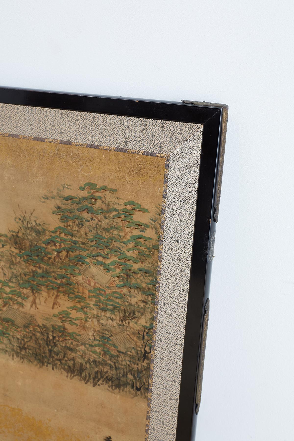Japanese Meiji Period Two-Panel Landscape Screen 2